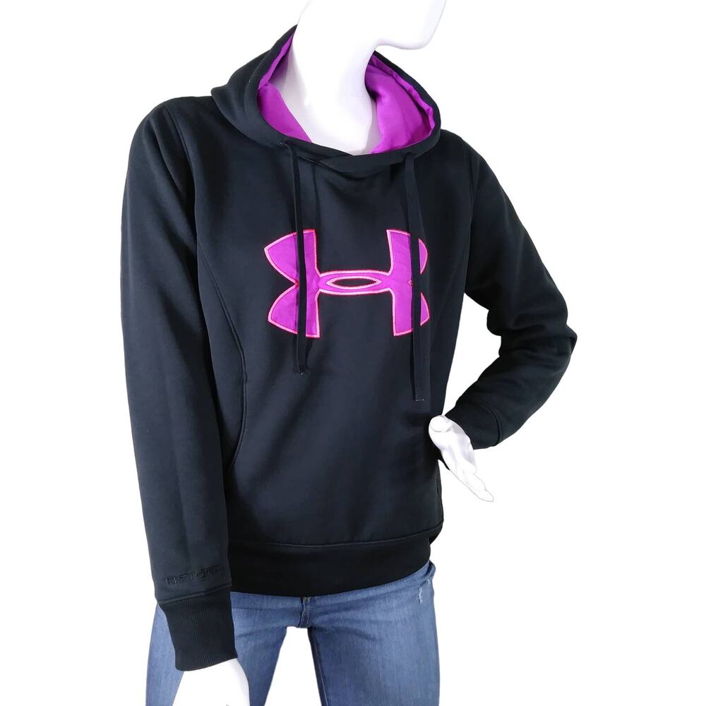 Under Armour Storm black hoodie Purple logo size small